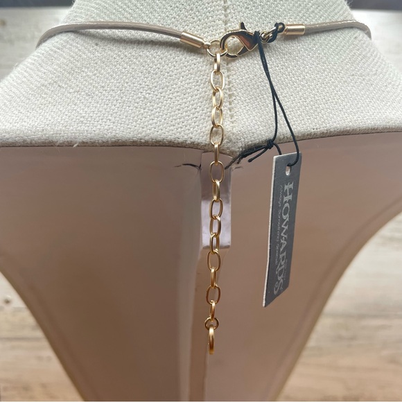 Howard’s Light Gold Tone Corded Faux Turquoise Pendant Long Necklace - Picture 3 of 5